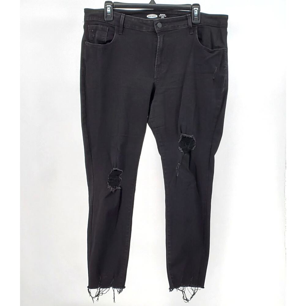 Old Navy Rockstar Super Skinny Ankle Mid Rise Black Jeans Womens 16 Pre-Owned